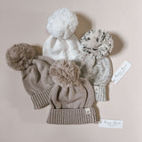 Luna + Luca Pom Beanie | Heather Beige Milk & Baby