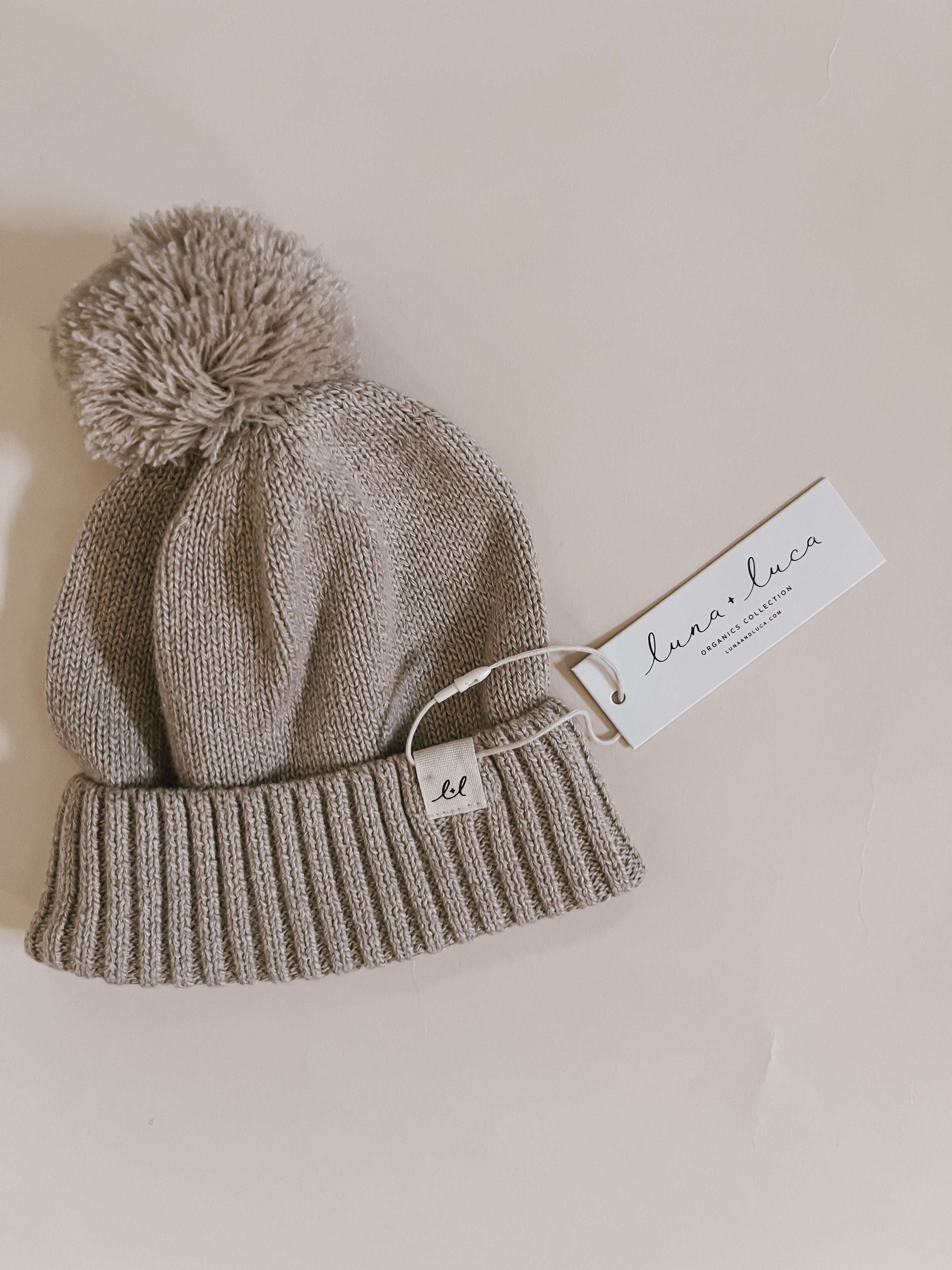 Luna + Luca Pom Beanie | Heather Beige Milk & Baby