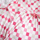 DREAMY PINK CHECKERS WOMEN'S RELAXED FLARE DREAM SET