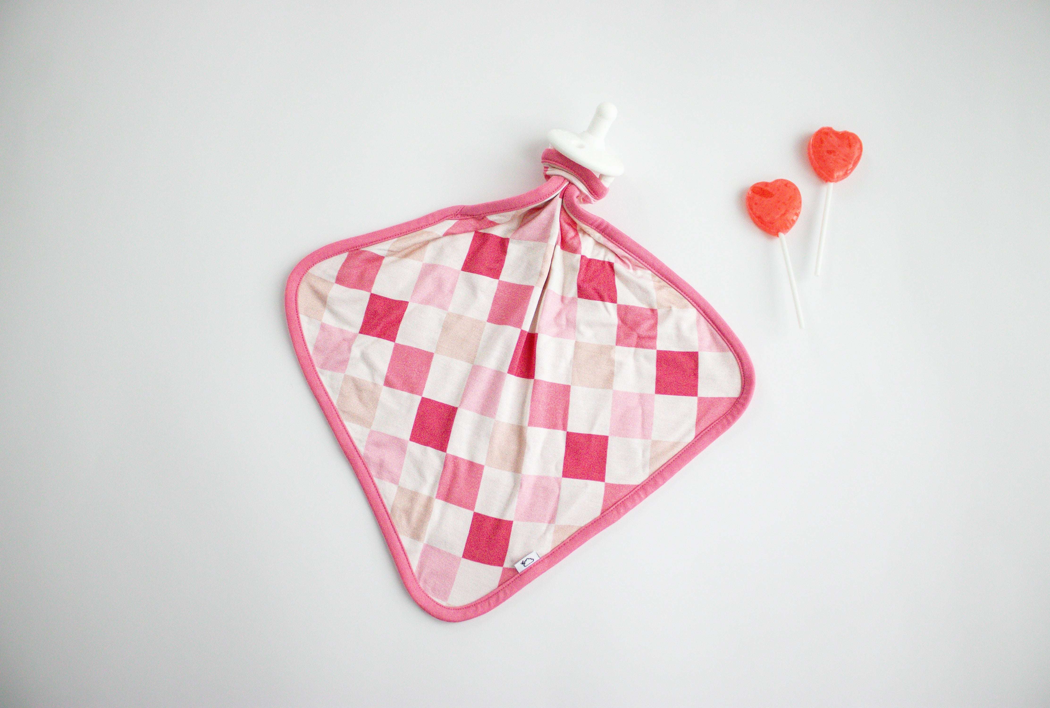 Dreamy Pink Checkers Lovey Milk & Baby