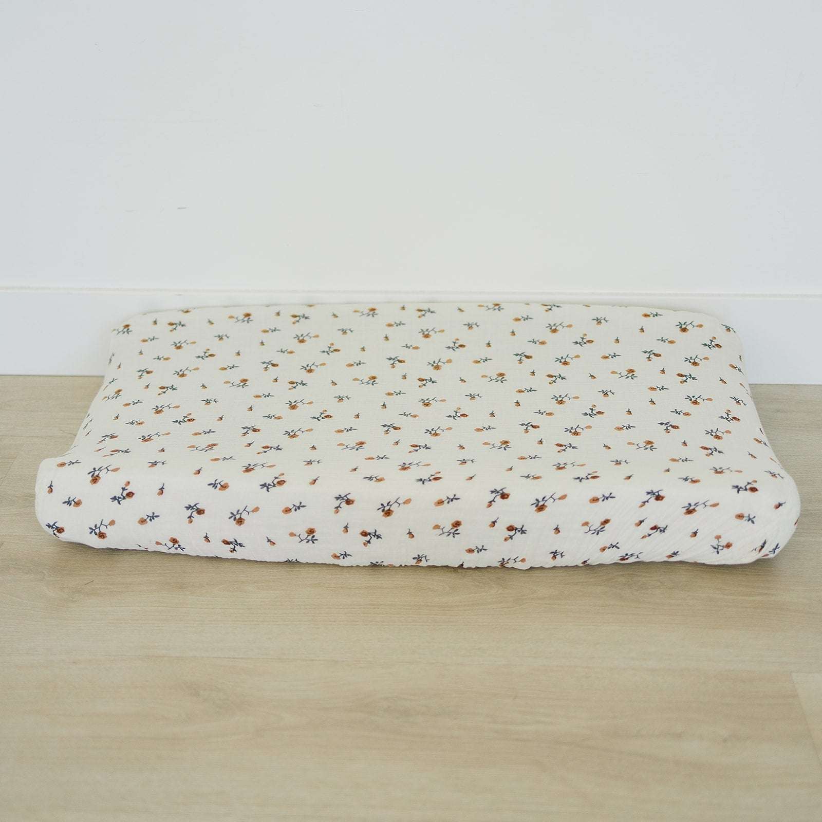 Cream Floral Muslin Changing Pad Cover Milk & Baby