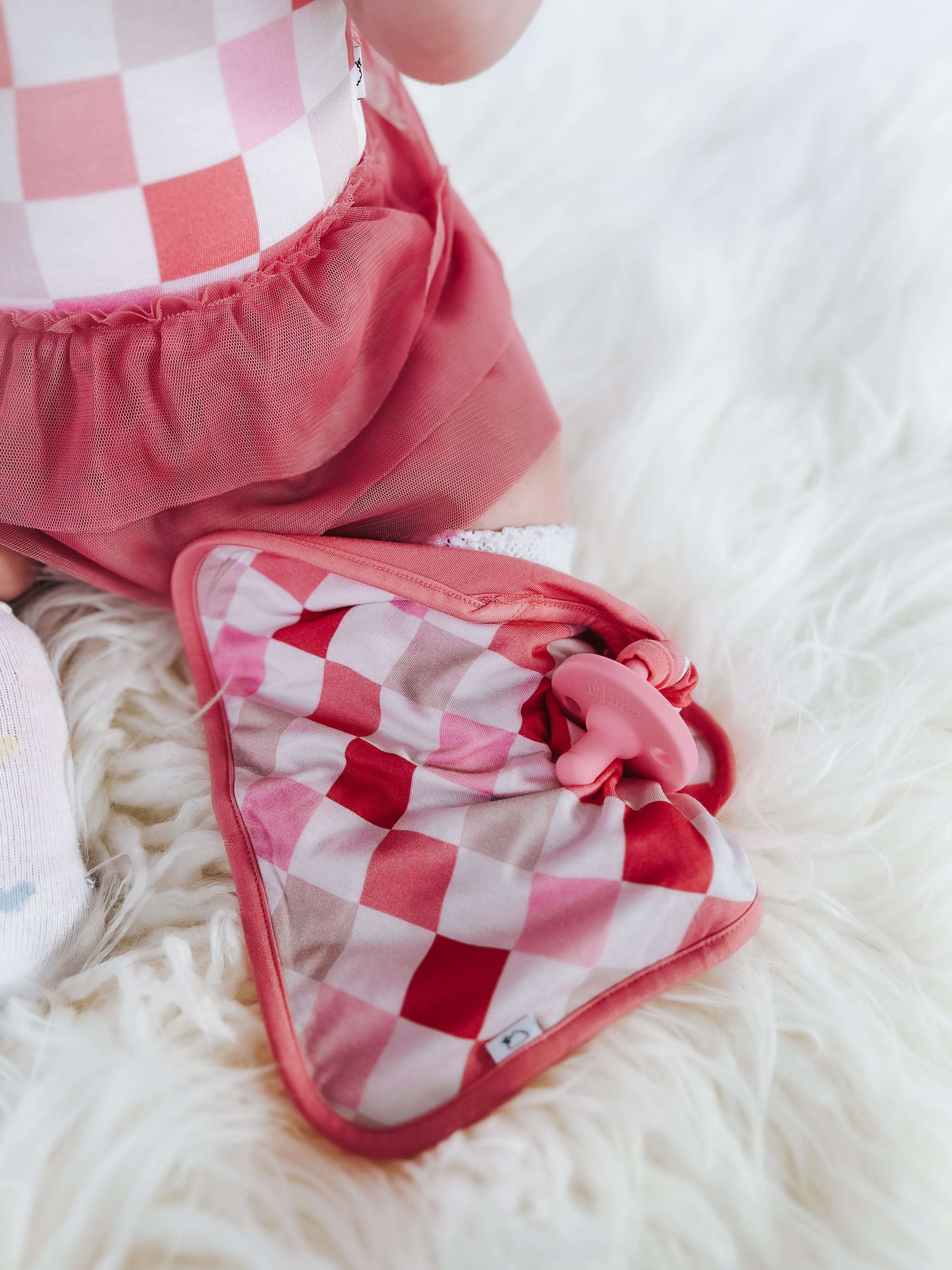 Dreamy Pink Checkers Lovey Milk & Baby