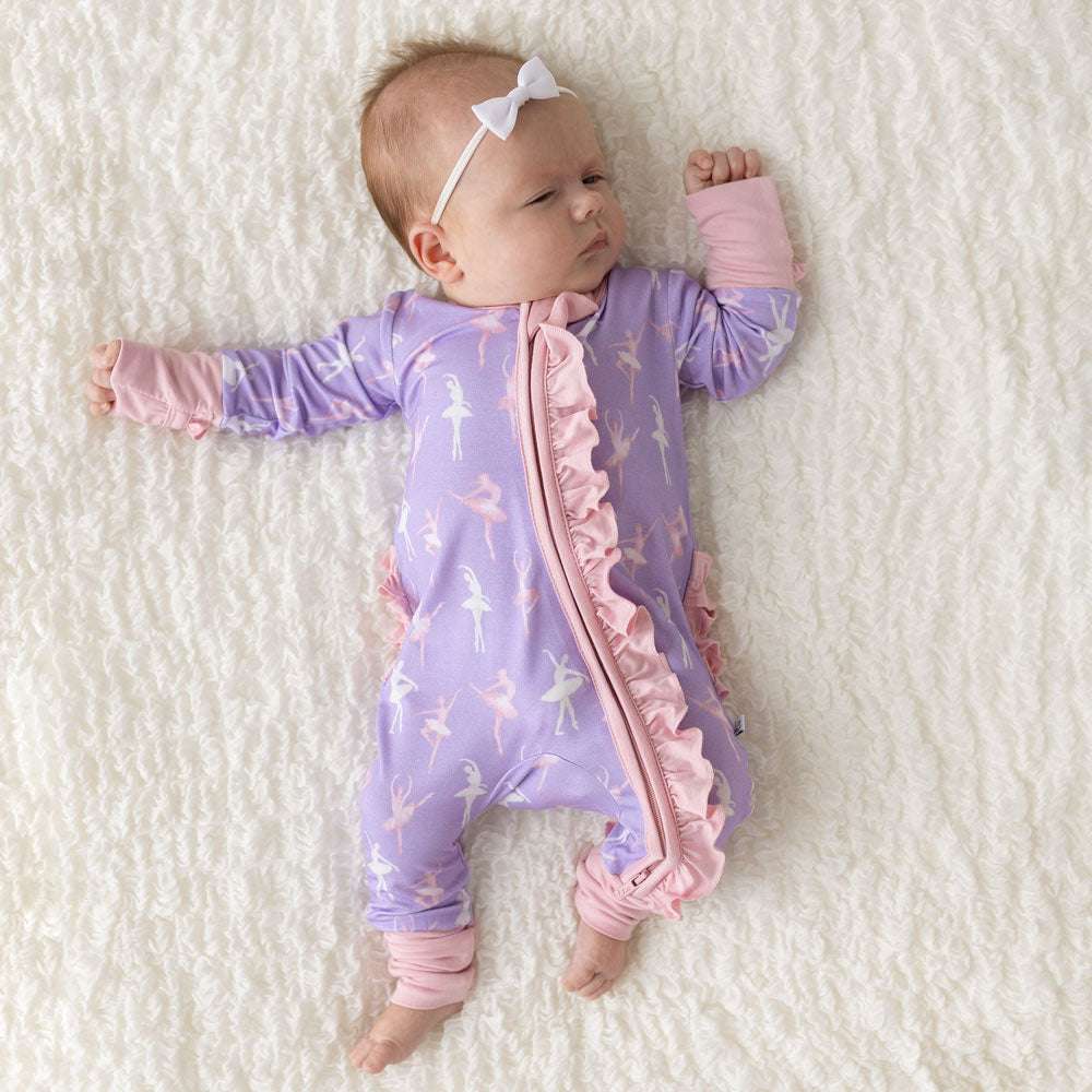 Lillian Ballerinas Bamboo Ruffle Convertible Footie | Milk & Baby 