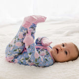 Lillian Floral Bamboo Ruffle Convertible Footie | Milk & Baby 