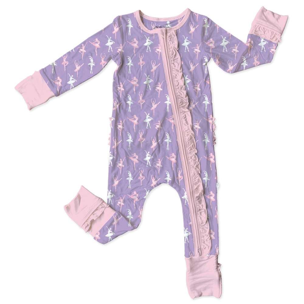 Lillian Ballerinas Bamboo Ruffle Convertible Footie | Milk & Baby 