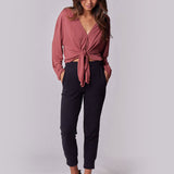 Nursing & Maternity Everywhere Long-Sleeve Wrap Blouse - Terra