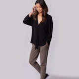 Nursing & Maternity Everywhere Long-Sleeve Wrap Blouse | Black | Milk & Baby