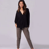 Nursing & Maternity Everywhere Long-Sleeve Wrap Blouse - Black