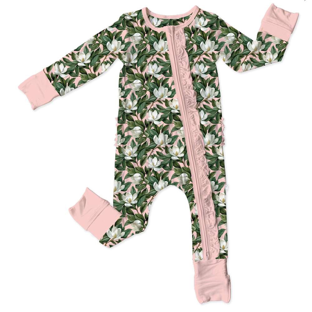 Magnolia Bamboo Ruffle Convertible Footie Milk & Baby