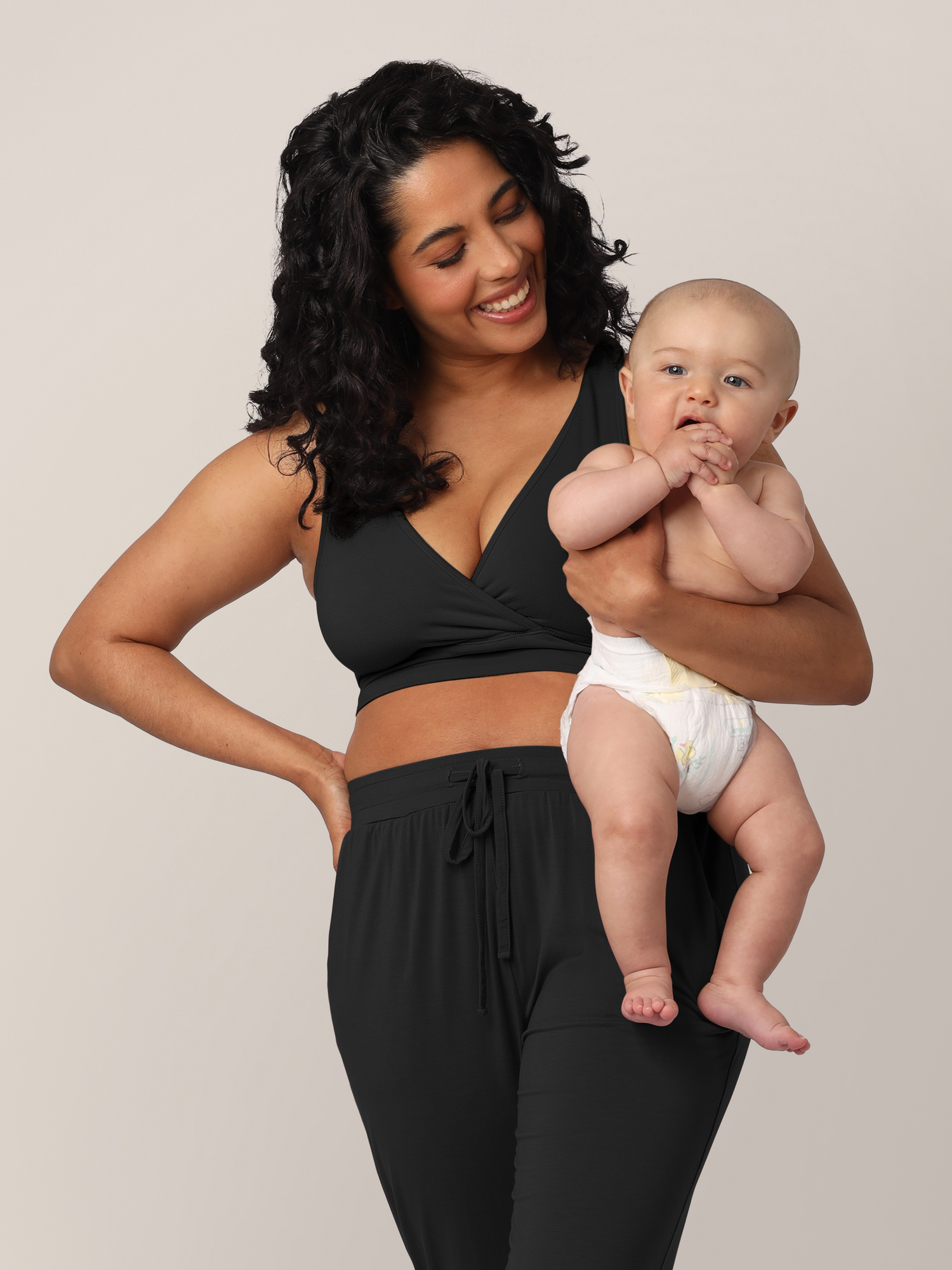 French Terry Racerback Nursing & Sleep Bra | Black | Milk & Baby