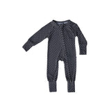 Midnight Checker | Bamboo Zip Romper Milk & Baby