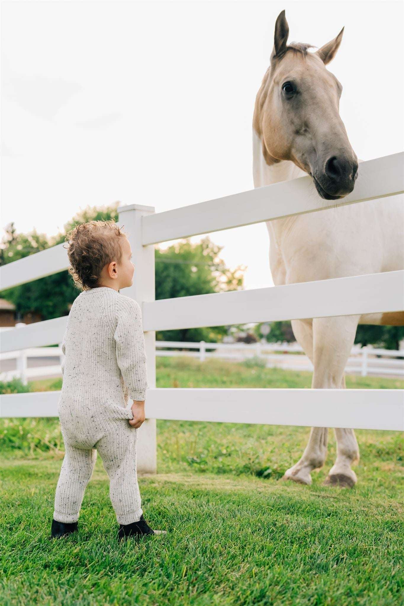 Heather Grey Chunky Knit Button Romper Milk & Baby