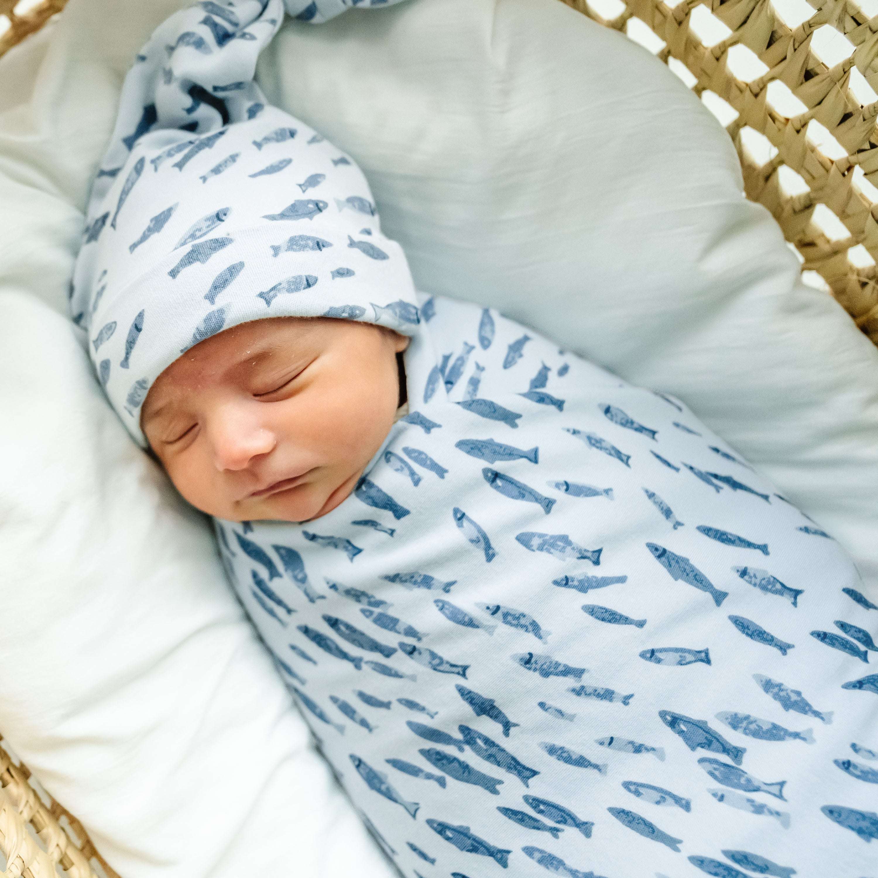 Organic Baby Swaddle & Hat | Minnow Milk & Baby