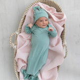 Marley Knotted Baby Gown and Hat Set | Milk & Baby