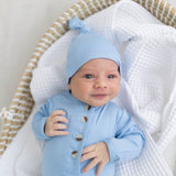 Newborn Knotted Gown & Hat Set Baby Blue, Newborn Clothes for Boys