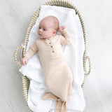 Emerson Knotted Baby Gown Set |Sand