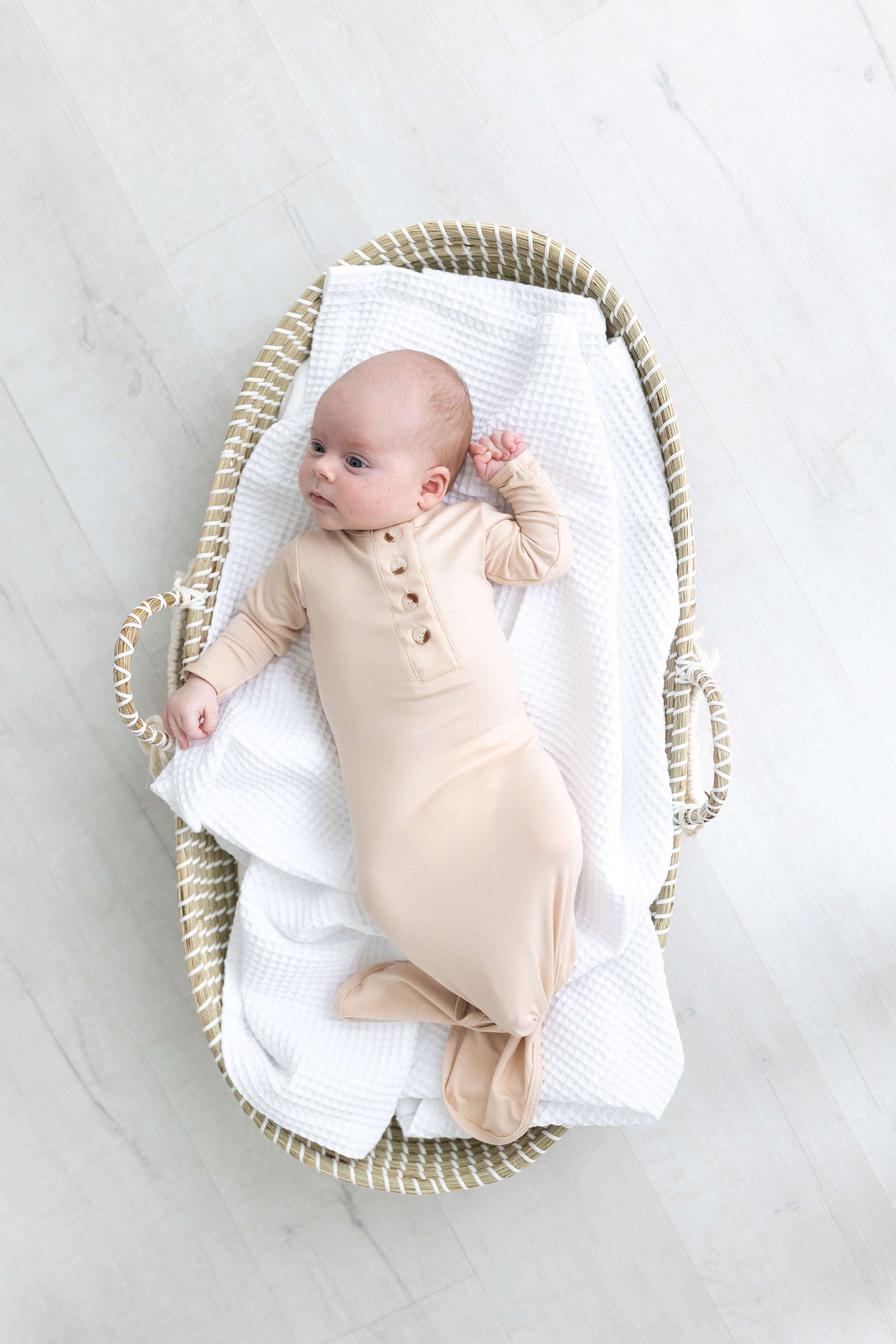 Emerson Knotted Baby Gown Set | Sand Milk & Baby