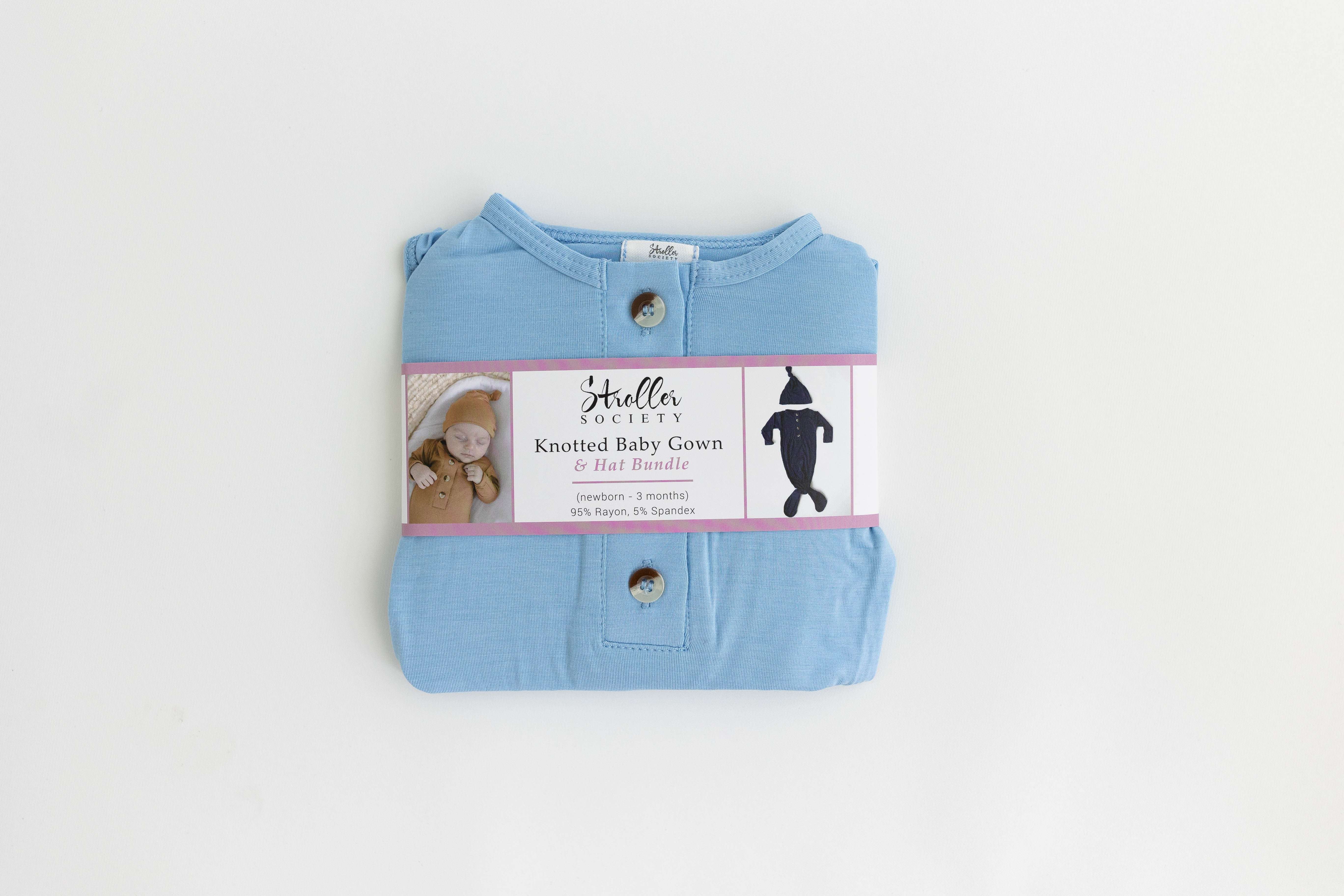 Emerson Knotted Baby Gown Set | Baby Blue Milk & Baby