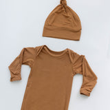 Marley Knotted Baby Gown and Hat Set | Milk & Baby