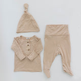 Top and Bottom Outfit Set (Newborn-12 months sizes) Sand