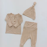 Top and Bottom Outfit Set (Newborn-12 months sizes) Sand