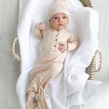 Emerson Knotted Baby Gown Set |Sand