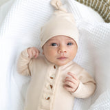 Emerson Knotted Baby Gown Set |Sand