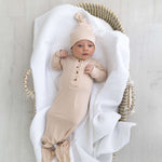 Emerson Knotted Baby Gown Set | Sand Milk & Baby