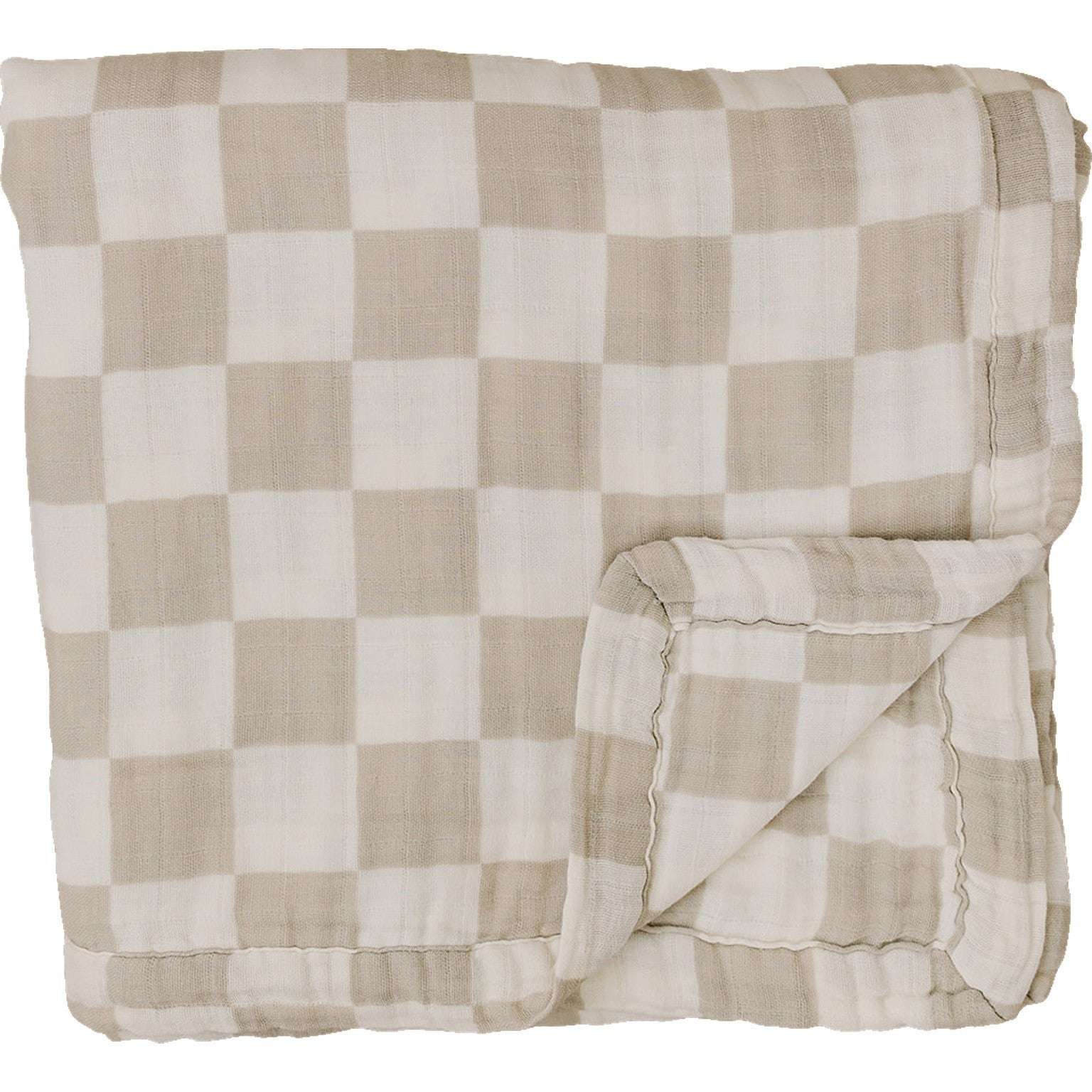 Taupe Checkered Muslin Quilt Milk & Baby