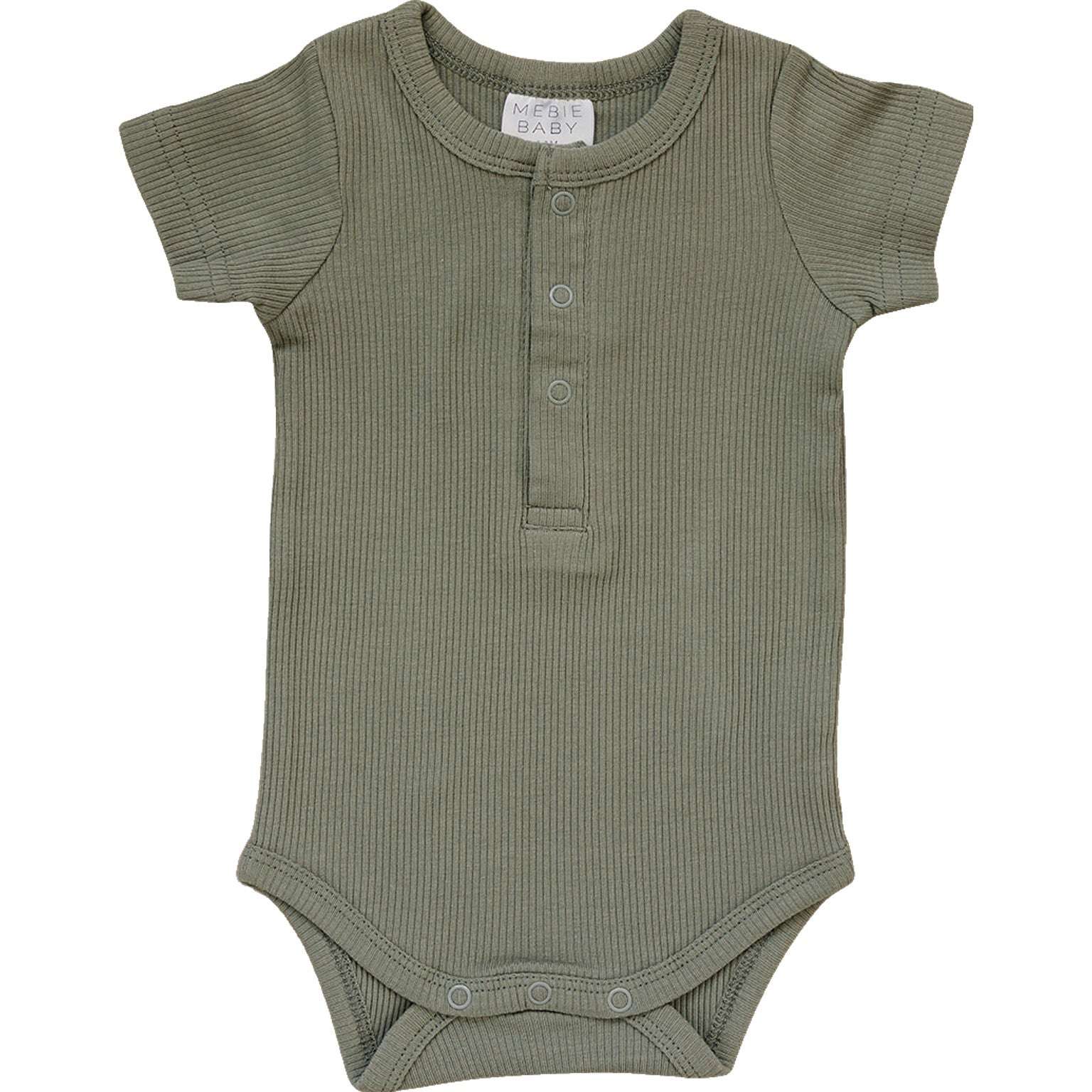 Green Organic Cotton Ribbed Snap Bodysuit Milk & Baby