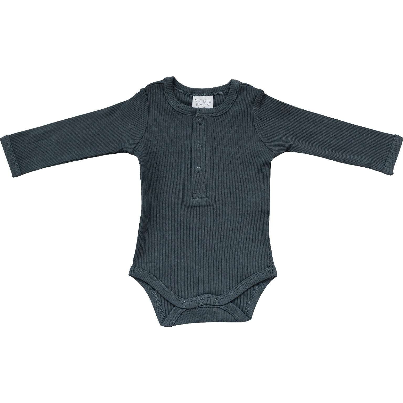 Charcoal Organic Snap Long Sleeve Ribbed Bodysuit Milk & Baby