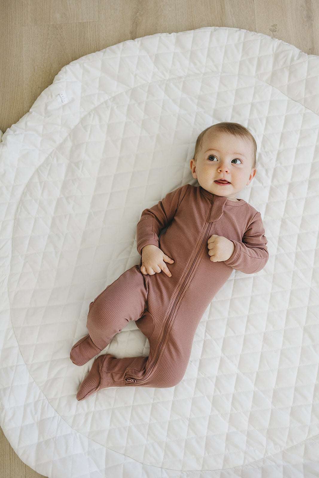 Dusty Rose Organic Cotton Ribbed Zipper Milk & Baby