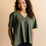 Everyday Every Way Maternity to Nursing V-Neck Tee | Heather Forest | Milk & Baby