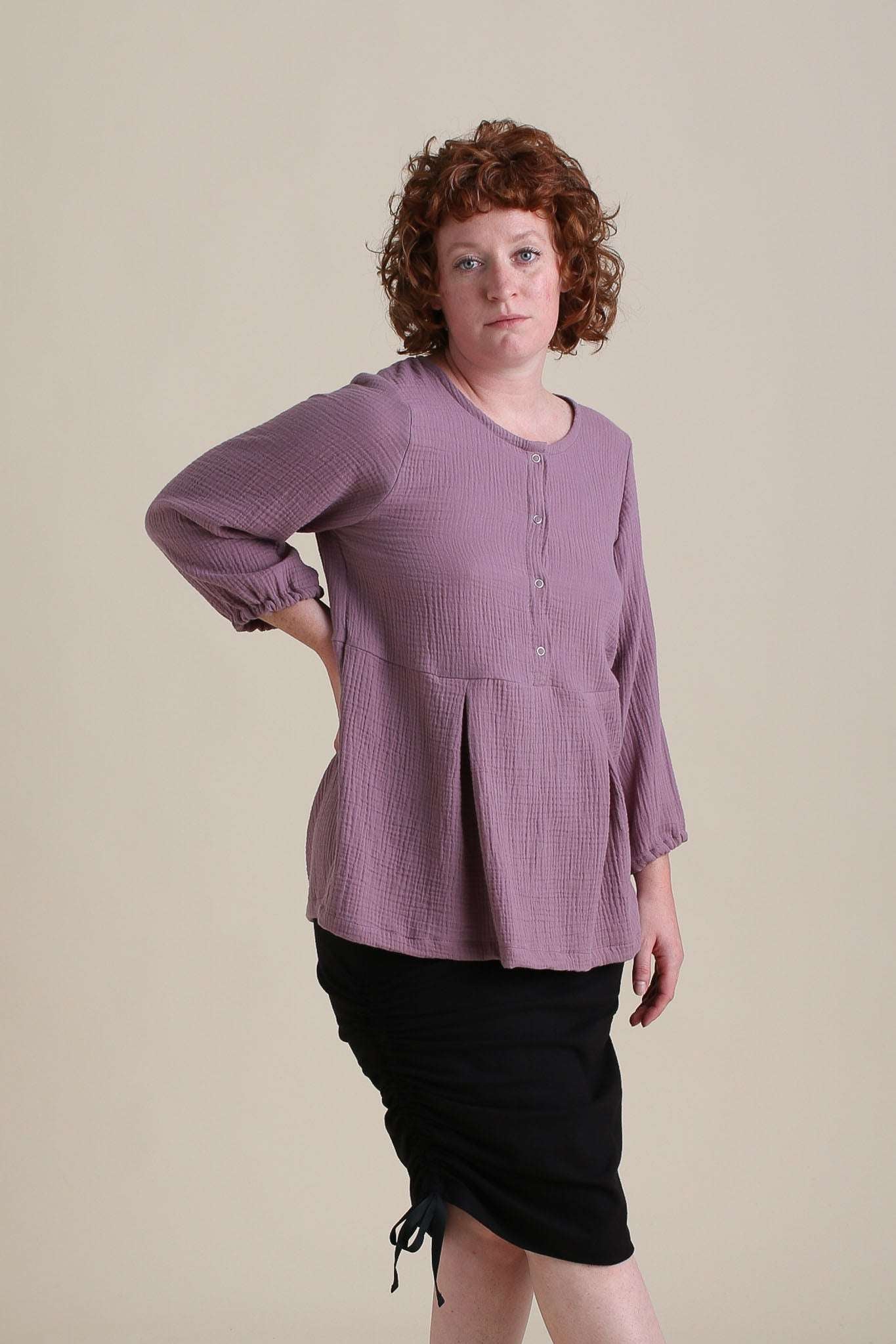 Gaia Top in Lavender | Nursing Friendly Milk & Baby