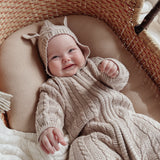 Luna + Luca Baby Bear Jumpsuit - Heather Beige