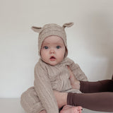 Luna + Luca Baby Bear Jumpsuit - Heather Beige