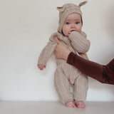 Luna + Luca Baby Bear Jumpsuit - Heather Beige