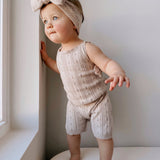 Luna + Luca Pointelle Romper - Heather Beige