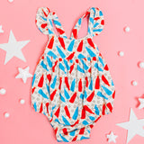 BURSTING RED WHITE & BLUE DREAM BUBBLE ROMPER