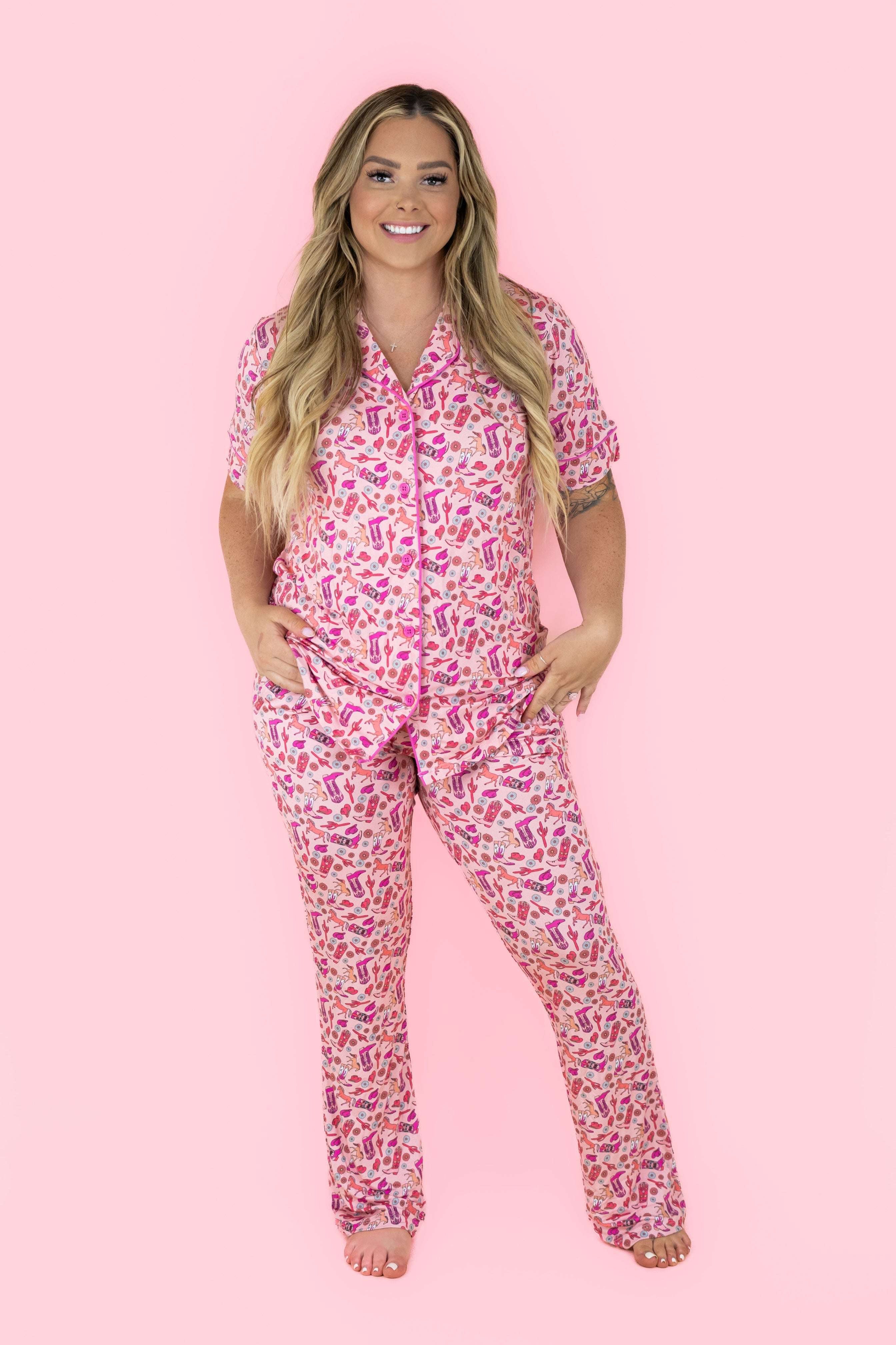 Stay Wild Cowgirl Women's Relaxed Dream Pajamas Milk & Baby