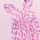 BUBBLEGUM WAVY CHECKERS DREAM BUBBLE ROMPER