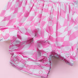 BUBBLEGUM WAVY CHECKERS DREAM BUBBLE ROMPER