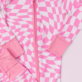 BUBBLEGUM WAVY CHECKERS DREAM ROMPER