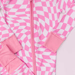 Bubblegum Wavy Checkers Dream Romper Milk & Baby