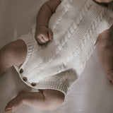 Luna + Luca Cable Knit Summer Romper - White