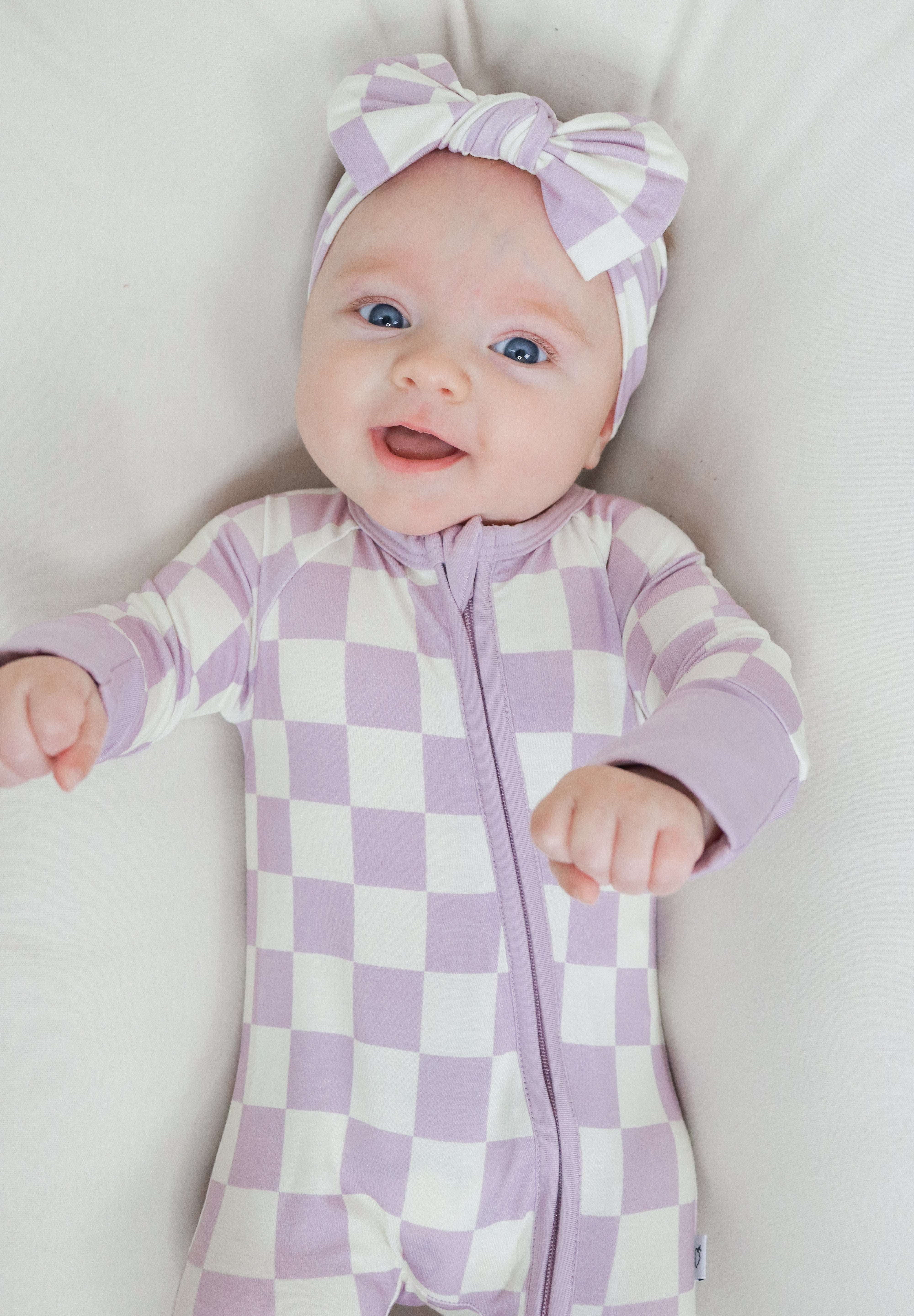 Periwinkle Checks Dream Baby Romper Milk & Baby