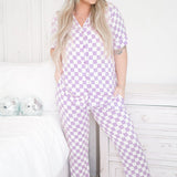 PERIWINKLE CHECKERS WOMEN'S RELAXED FLARE DREAM SET