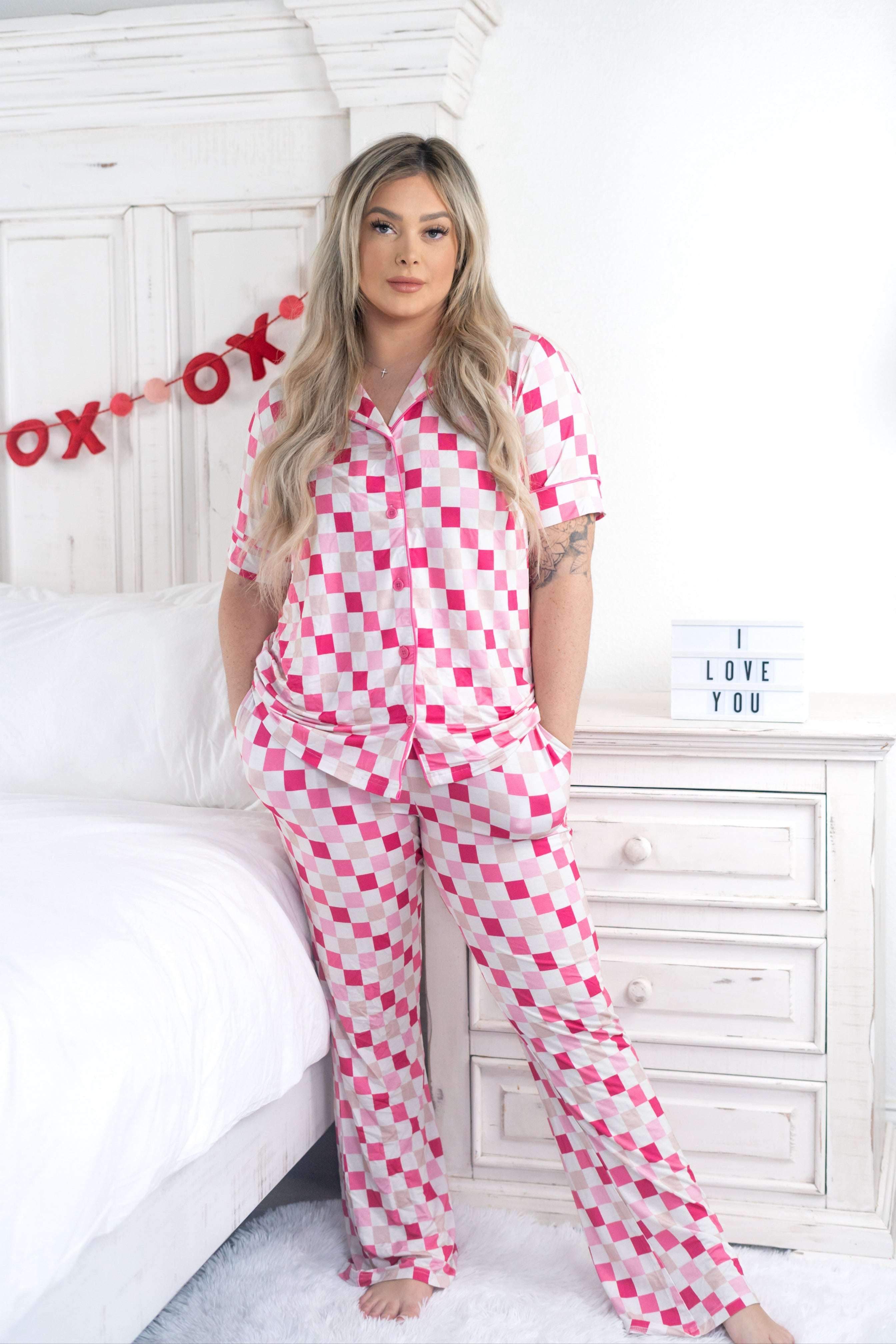 Dreamy Pink Checkers Women's Dream Set Milk & Baby