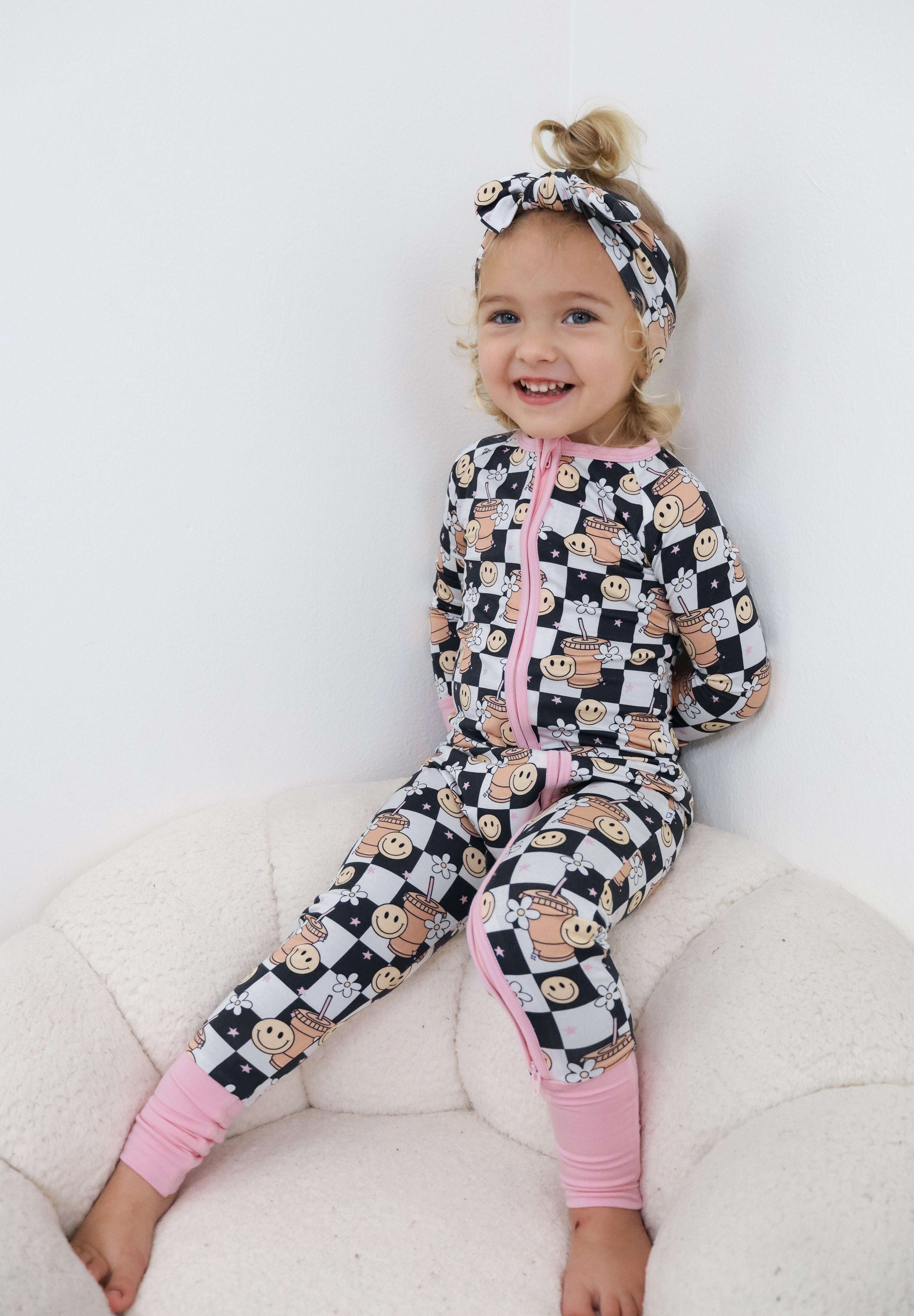 Smiley Cup Of Checkers Dream Romper Milk & Baby