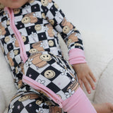 SMILEY CUP OF CHECKERS DREAM ROMPER